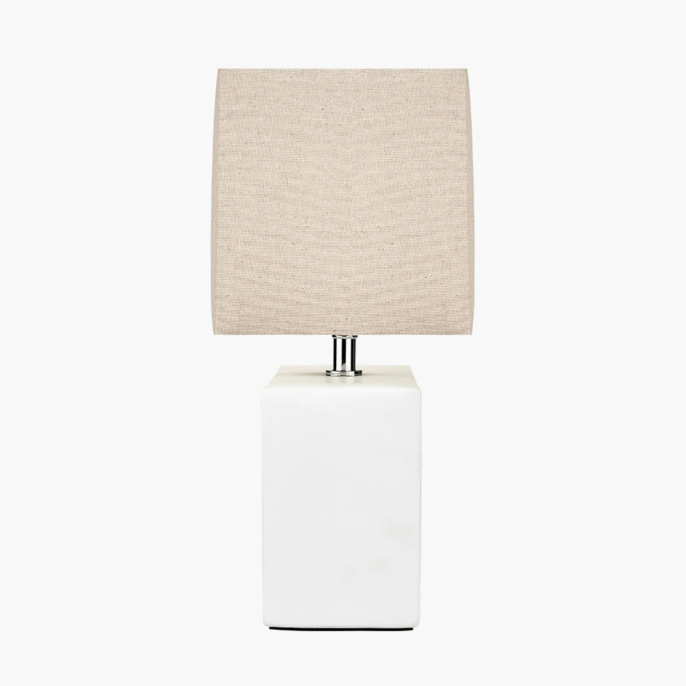 Block White Ceramic Rectangular Table Lamp | Modern Minimalist Lighting