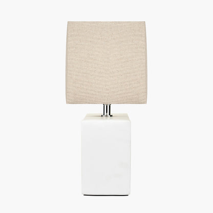 Block White Ceramic Rectangular Table Lamp | Modern Minimalist Lighting