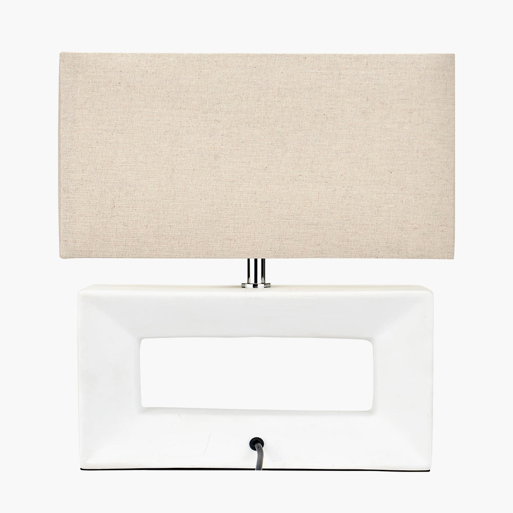 Block White Ceramic Rectangular Table Lamp | Modern Minimalist Lighting