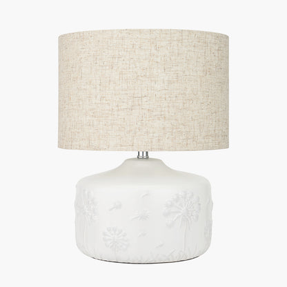 Flora White Floral Ceramic Table Lamp | Small Table Lamp