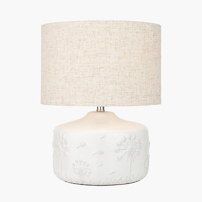 Flora White Floral Ceramic Table Lamp | Small Table Lamp