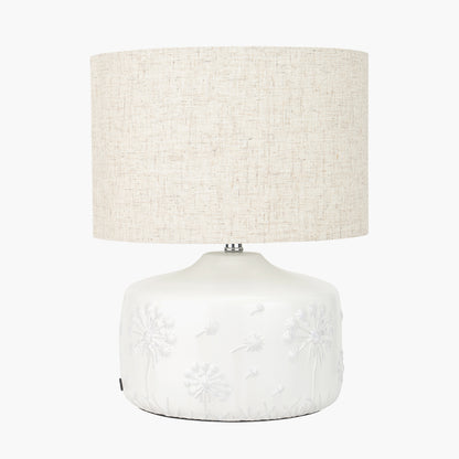 Flora White Floral Ceramic Table Lamp | Small Table Lamp