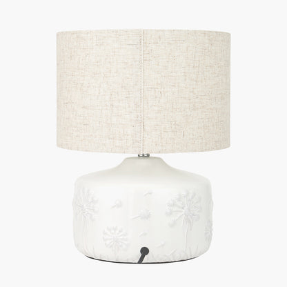 Flora White Floral Ceramic Table Lamp | Small Table Lamp
