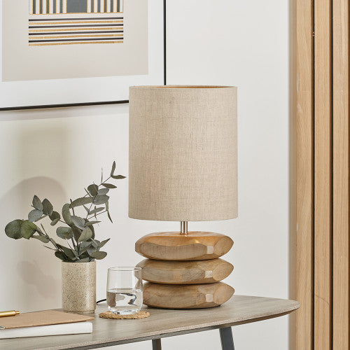 Amir Natural Mango Wood 3 Pebble Table Lamp | Scandi Wooden Lamp