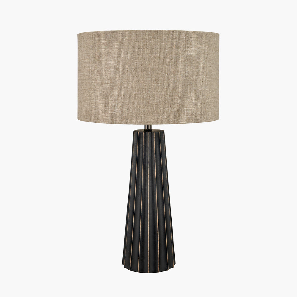 Draydon Black Wash Mango Wood Table Lamp | Textured Wood Lamp