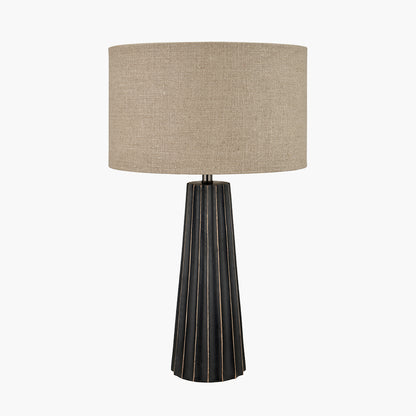 Draydon Black Wash Mango Wood Table Lamp | Textured Wood Lamp