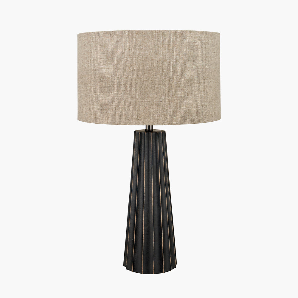 Draydon Black Wash Mango Wood Table Lamp | Textured Wood Lamp