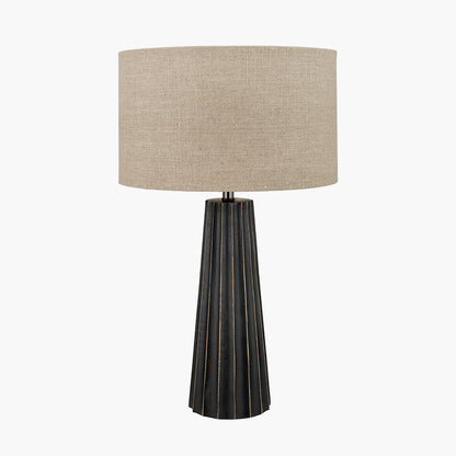 Draydon Black Wash Mango Wood Table Lamp | Textured Wood Lamp