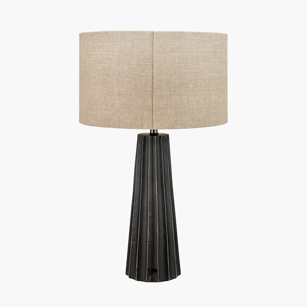Draydon Black Wash Mango Wood Table Lamp | Textured Wood Lamp