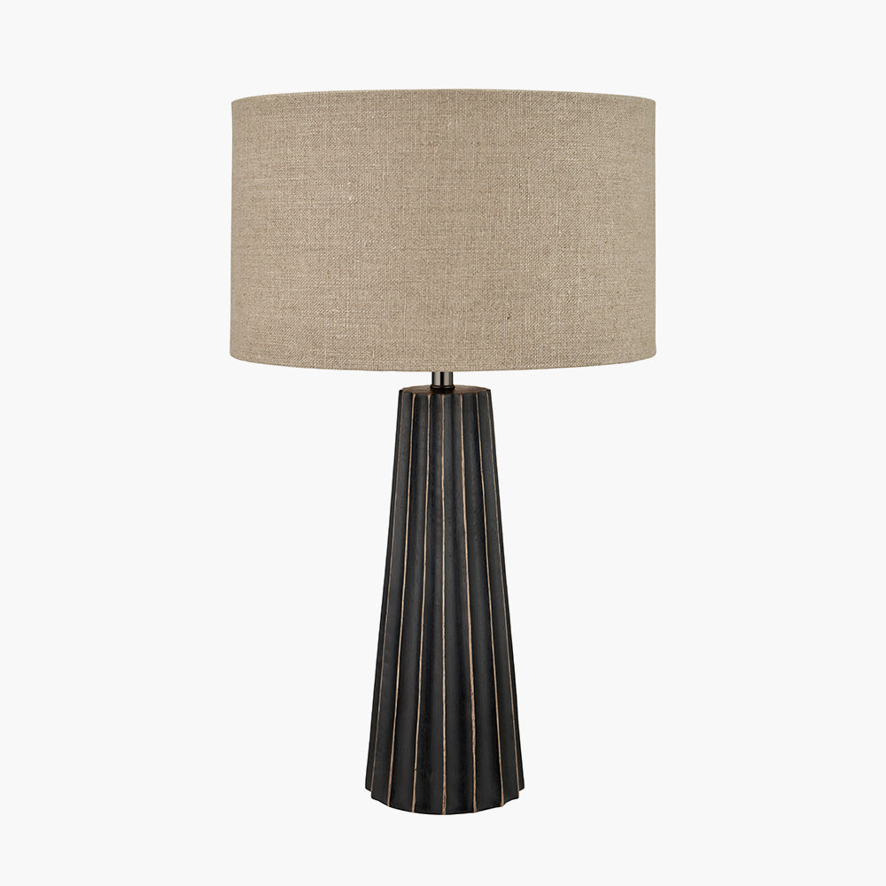 Draydon Black Wash Mango Wood Table Lamp | Textured Wood Lamp