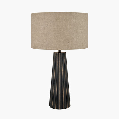 Draydon Black Wash Mango Wood Table Lamp | Textured Wood Lamp
