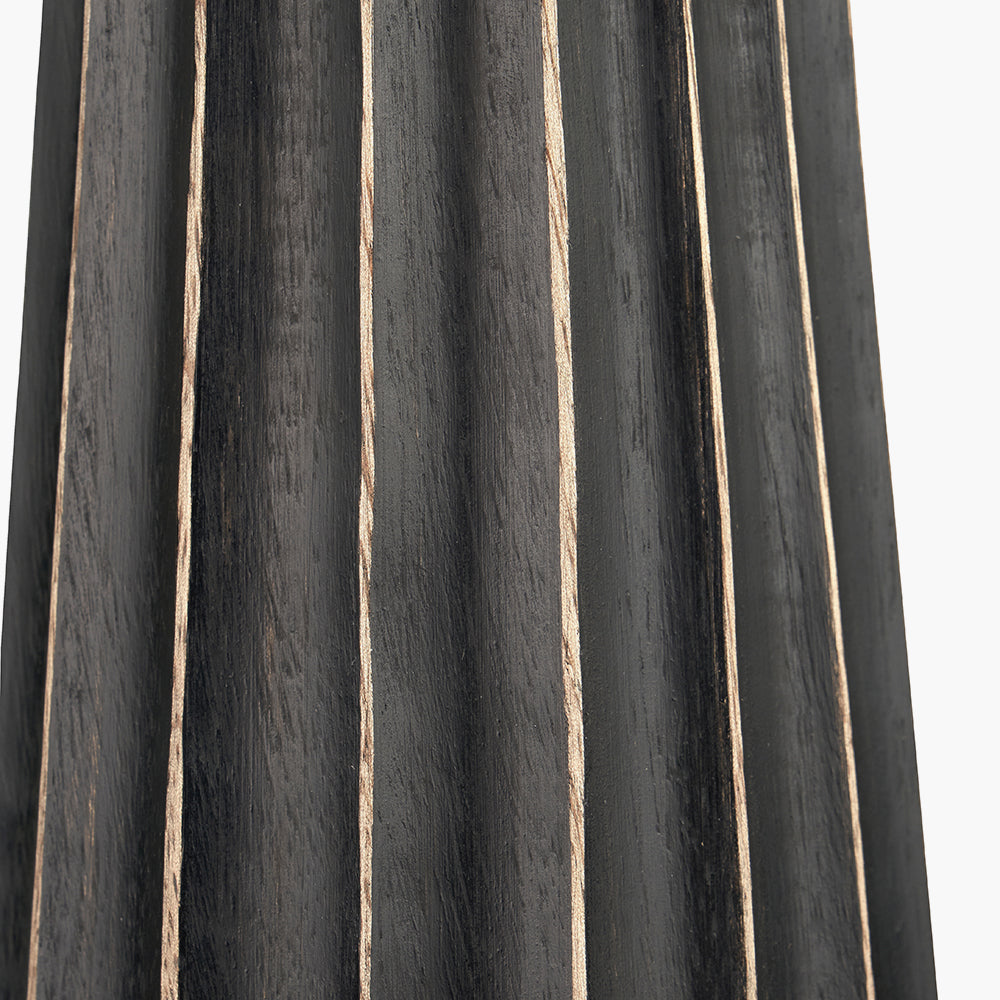 Draydon Black Wash Mango Wood Table Lamp | Textured Wood Lamp
