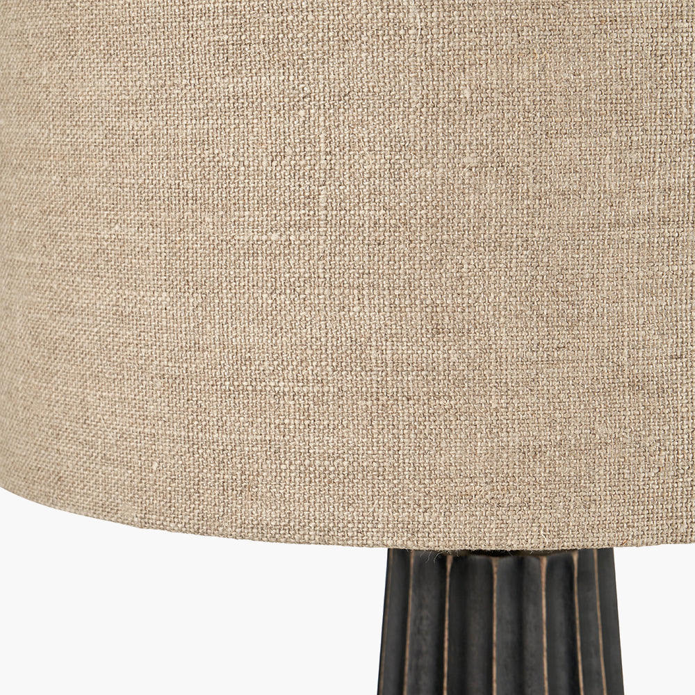Draydon Black Wash Mango Wood Table Lamp | Textured Wood Lamp