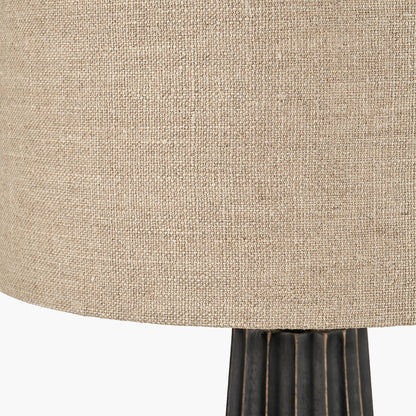 Draydon Black Wash Mango Wood Table Lamp | Textured Wood Lamp