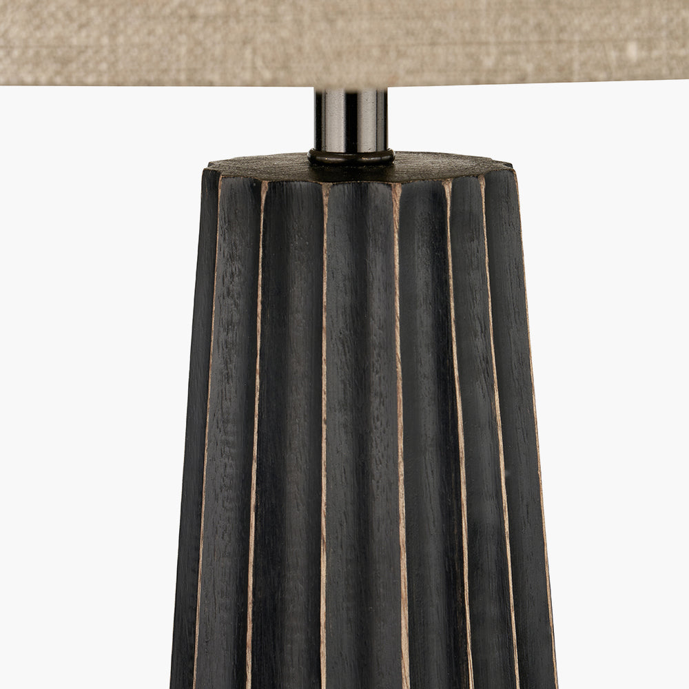 Draydon Black Wash Mango Wood Table Lamp | Textured Wood Lamp