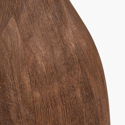Corella Chocolate Brown Mango Wood Curved Table Lamp Base with Edward 40cm Natural Linen Cylinder Lampshade