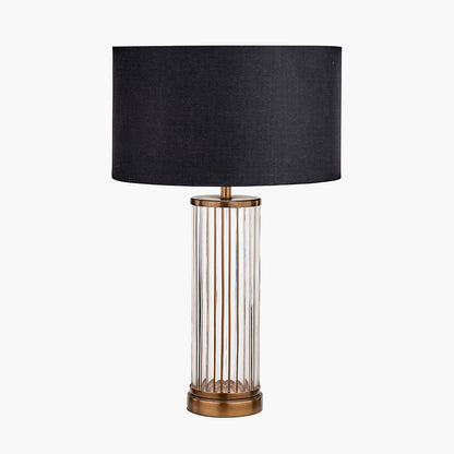 Ciara Clear Glass and Antique Brass Metal Table Lamp Base