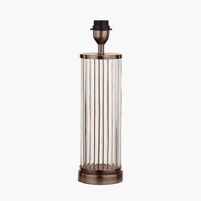Ciara Clear Glass and Antique Bronze Metal Table Lamp Base – Ribbed Glass Design