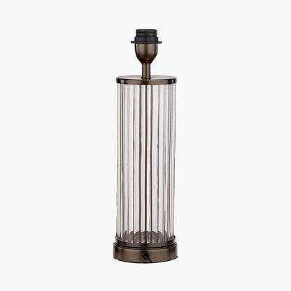 Ciara Clear Glass and Antique Bronze Metal Table Lamp Base – Ribbed Glass Design