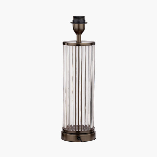 Ciara Clear Glass and Antique Bronze Metal Table Lamp Base – Ribbed Glass Design