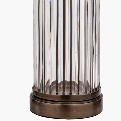 Ciara Clear Glass and Antique Bronze Metal Table Lamp Base – Ribbed Glass Design