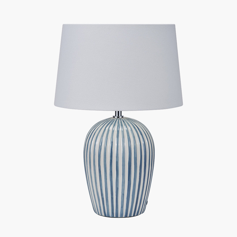 Cannes Blue & White Stripe Ceramic Table Lamp | Decorative Table Lamp UK