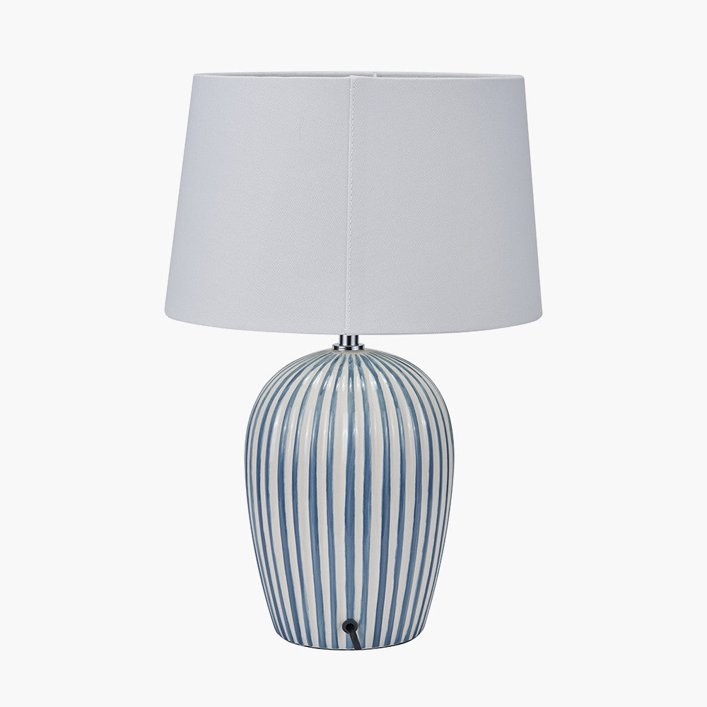 Cannes Blue & White Stripe Ceramic Table Lamp | Decorative Table Lamp UK