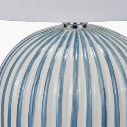 Cannes Blue & White Stripe Ceramic Table Lamp | Decorative Table Lamp UK