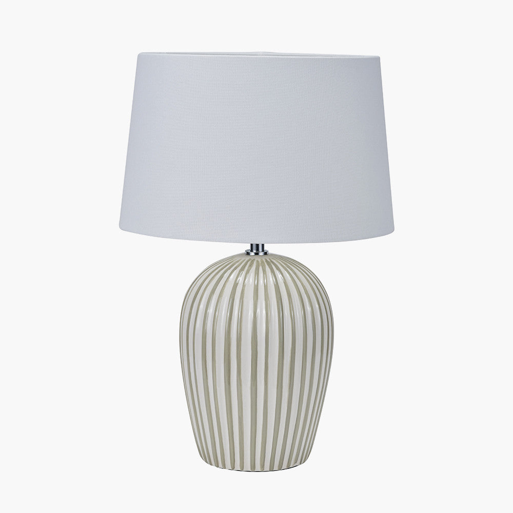Cannes Sage & White Stripe Ceramic Table Lamp | Decorative Table Lamp