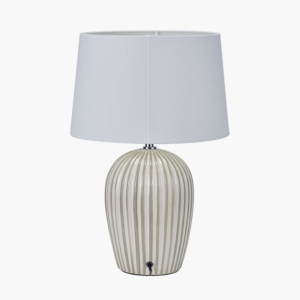Cannes Sage & White Stripe Ceramic Table Lamp | Decorative Table Lamp