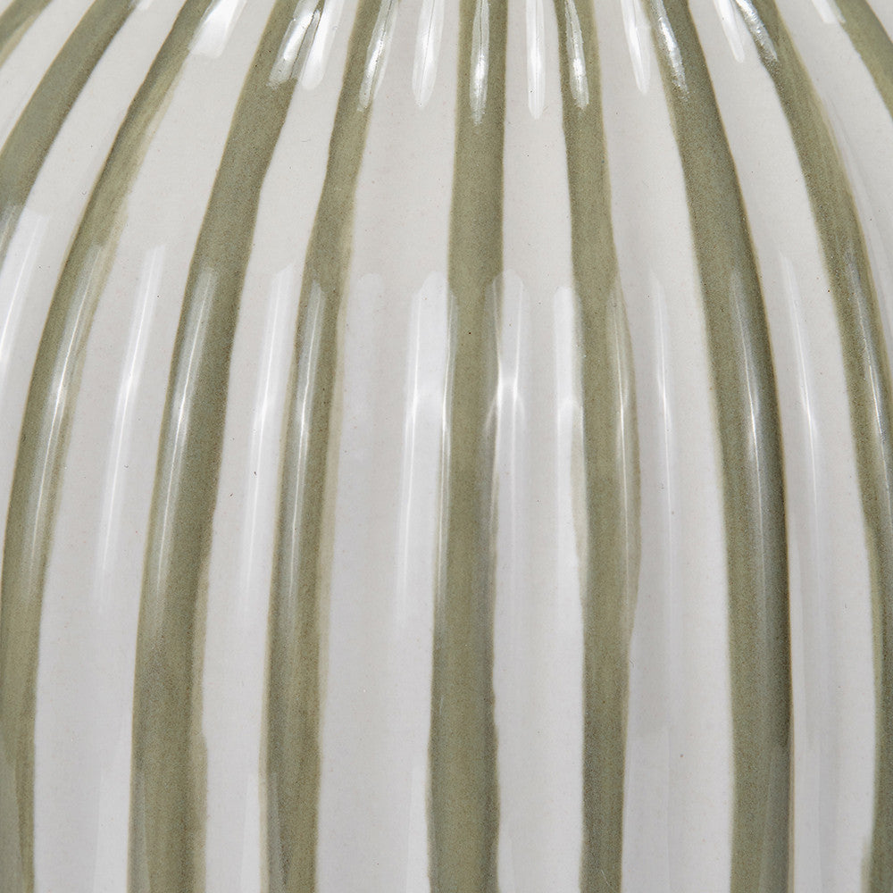 Cannes Sage & White Stripe Ceramic Table Lamp | Decorative Table Lamp
