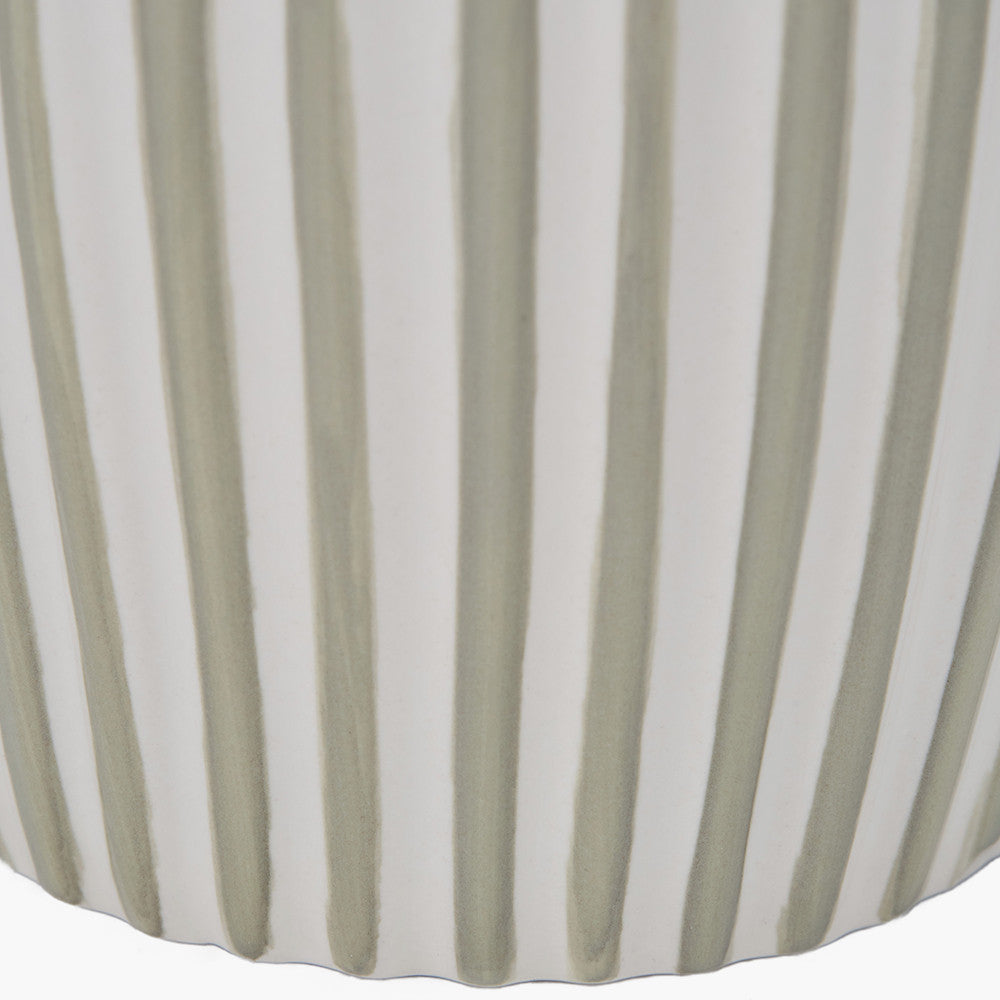 Cannes Sage & White Stripe Ceramic Table Lamp | Decorative Table Lamp