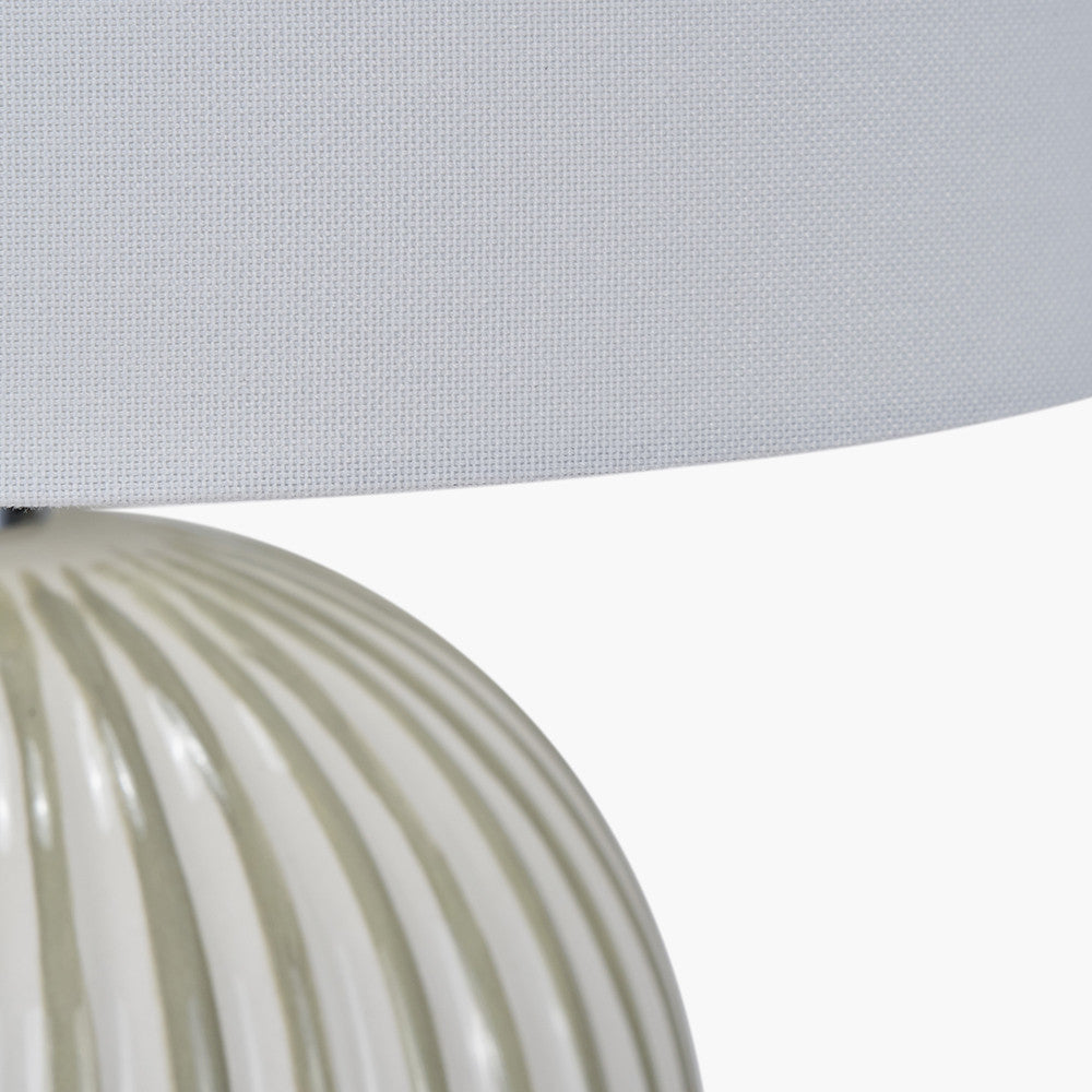 Cannes Sage & White Stripe Ceramic Table Lamp | Decorative Table Lamp