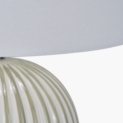 Cannes Sage & White Stripe Ceramic Table Lamp | Decorative Table Lamp