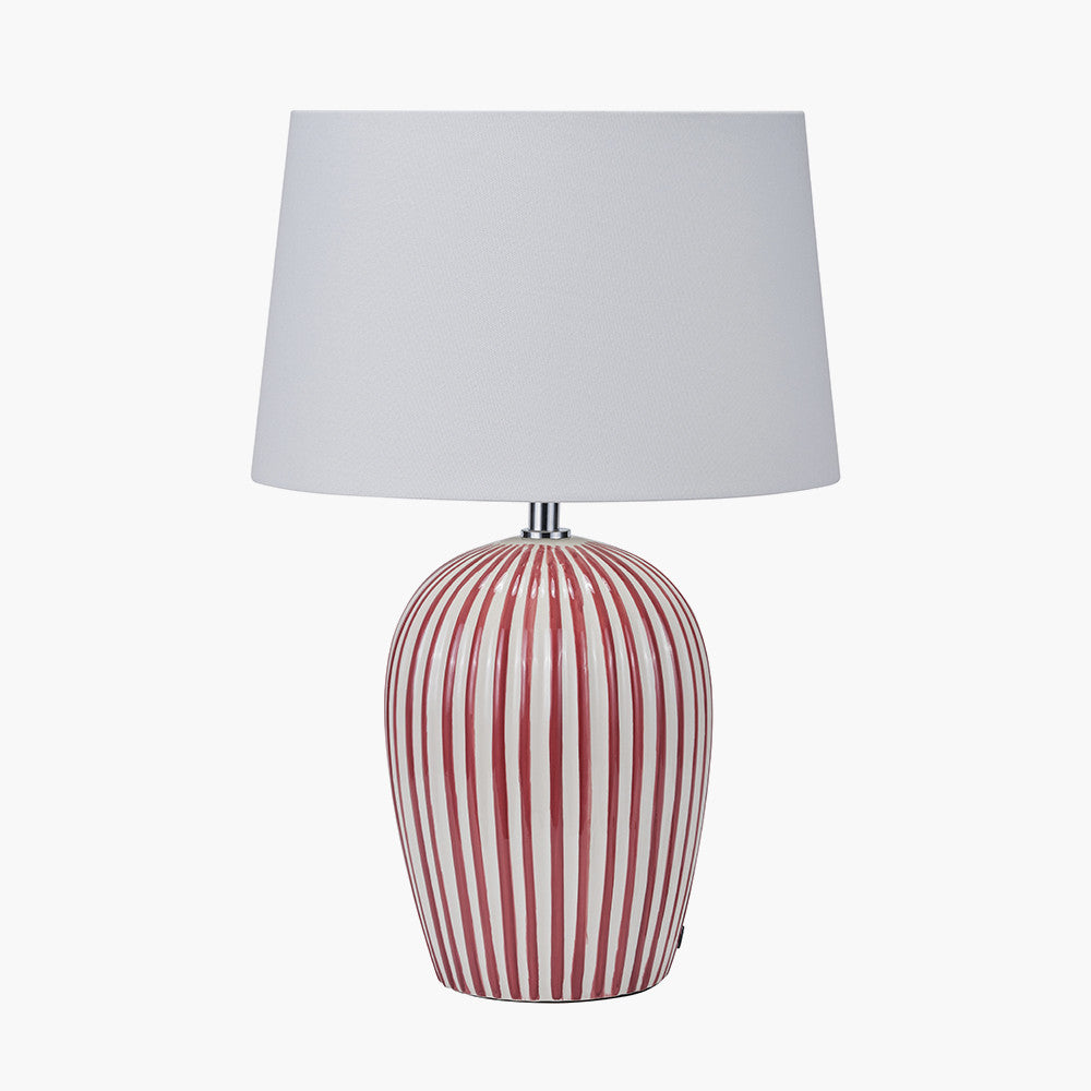 Cannes Mulberry & White Stripe Ceramic Table Lamp | Decorative Table Lamp
