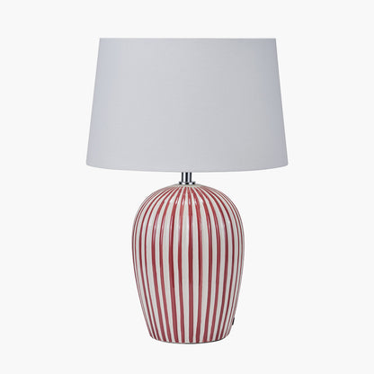 Cannes Mulberry & White Stripe Ceramic Table Lamp | Decorative Table Lamp