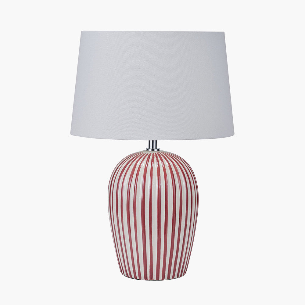 Cannes Mulberry & White Stripe Ceramic Table Lamp | Decorative Table Lamp