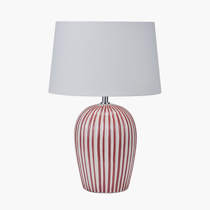 Cannes Mulberry & White Stripe Ceramic Table Lamp | Decorative Table Lamp