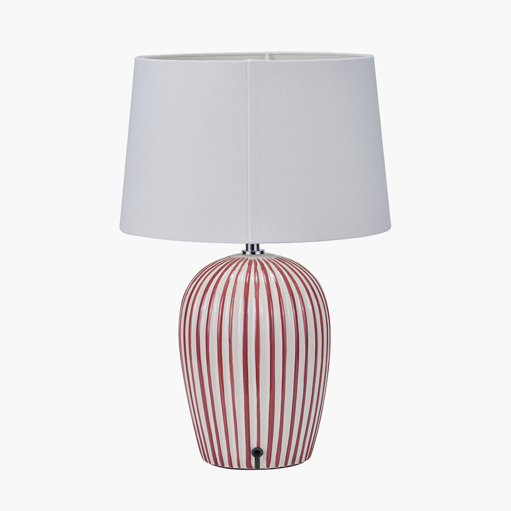 Cannes Mulberry & White Stripe Ceramic Table Lamp | Decorative Table Lamp