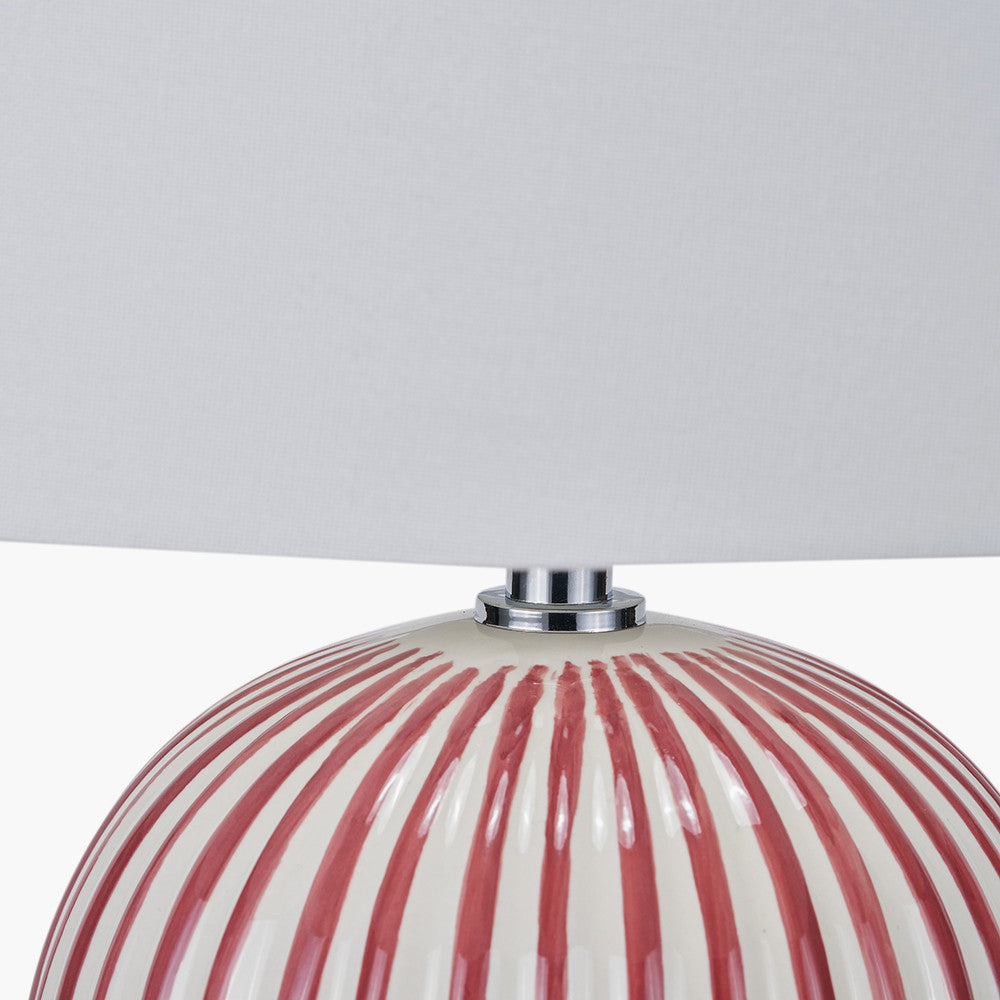 Cannes Mulberry & White Stripe Ceramic Table Lamp | Decorative Table Lamp