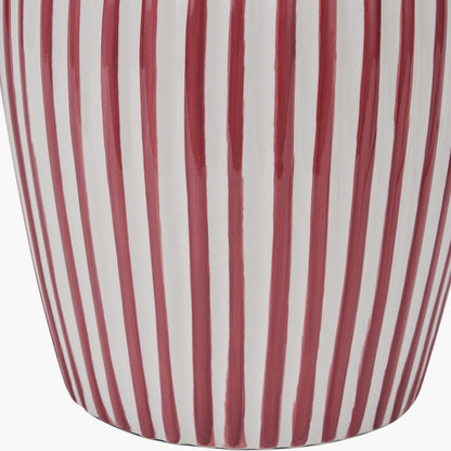 Cannes Mulberry & White Stripe Ceramic Table Lamp | Decorative Table Lamp