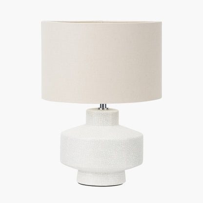 Elure White Crackle Effect Table Lamp | Modern Ceramic Lamp with White Shade