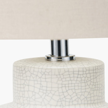 Elure White Crackle Effect Table Lamp | Modern Ceramic Lamp with White Shade