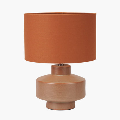 Elure Cinnamon Crackle Effect Table Lamp | Warm Ceramic Lamp with Cinnamon Shade