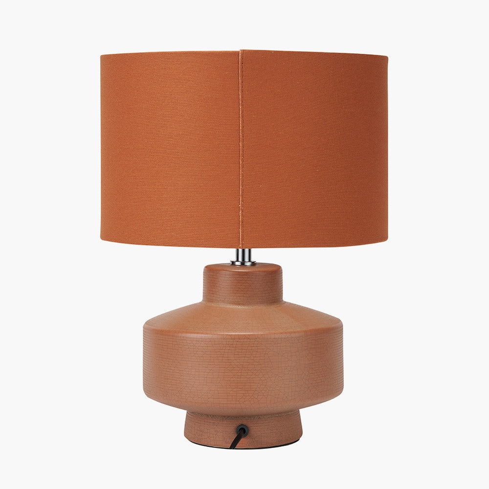 Elure Cinnamon Crackle Effect Table Lamp | Warm Ceramic Lamp with Cinnamon Shade