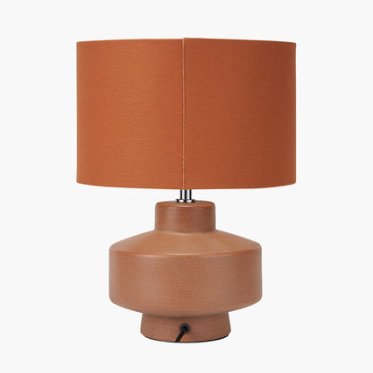 Elure Cinnamon Crackle Effect Table Lamp | Warm Ceramic Lamp with Cinnamon Shade
