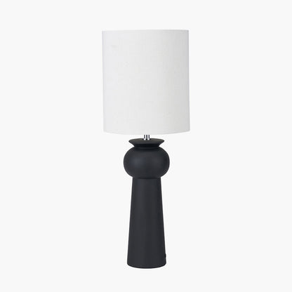 Sloane Black Contemporary Ceramic Table Lamp with White Cotton Shade