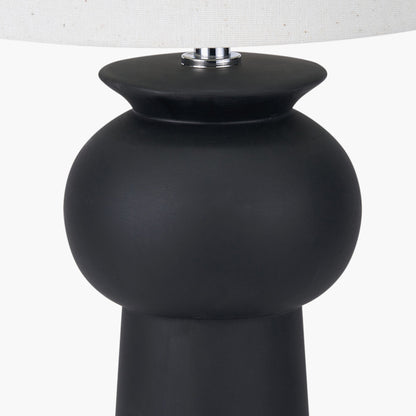Sloane Black Contemporary Ceramic Table Lamp with White Cotton Shade