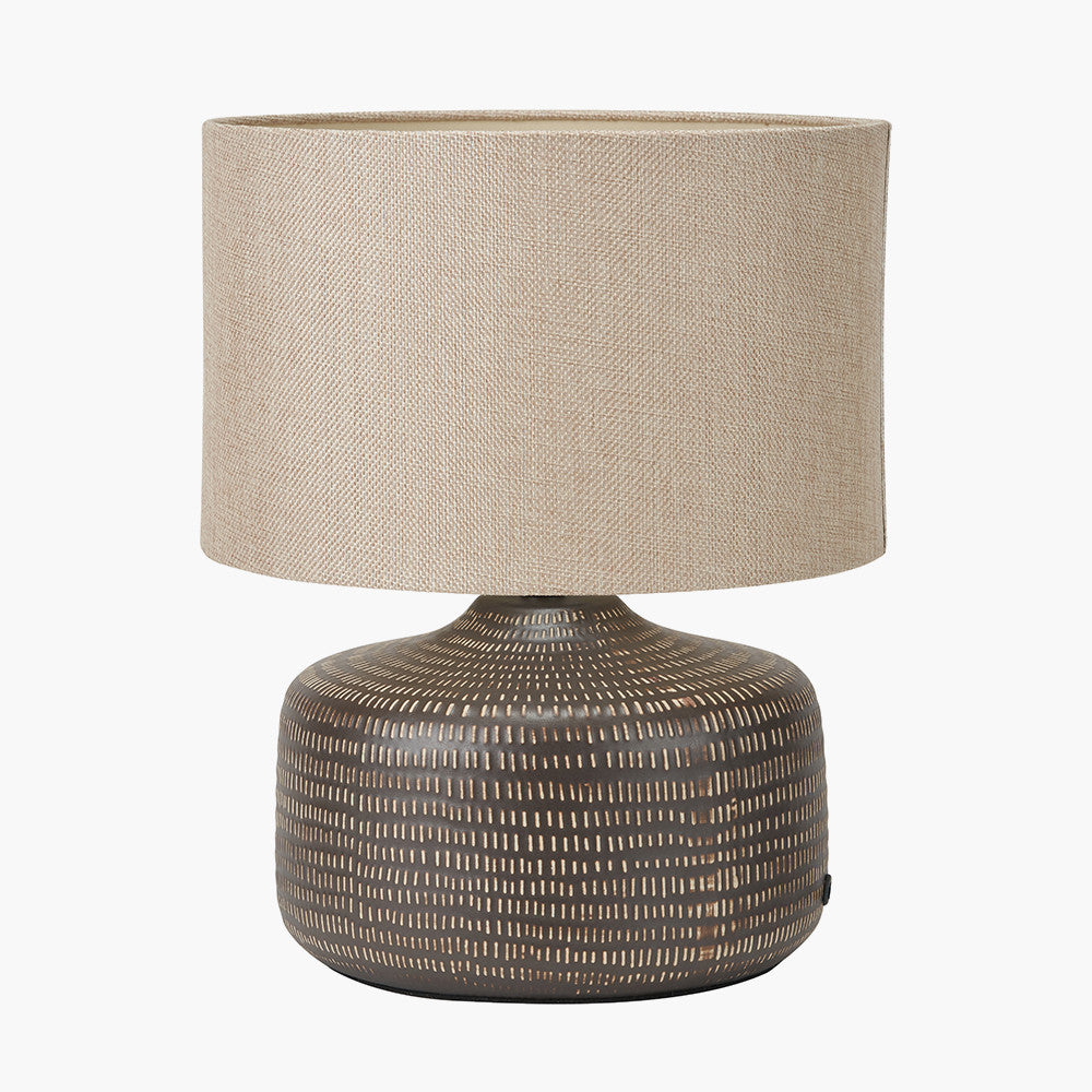 Kai Earth Coloured Textured Ceramic Table Lamp | Neutral Table Lamp