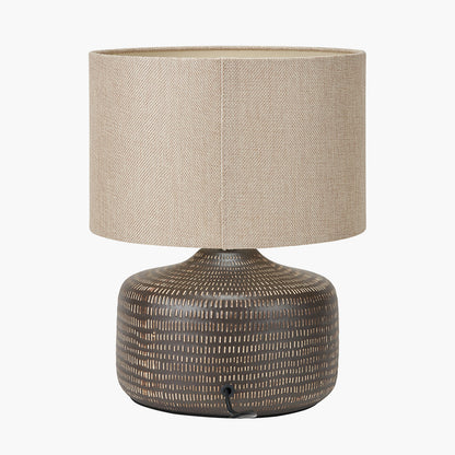Kai Earth Coloured Textured Ceramic Table Lamp | Neutral Table Lamp